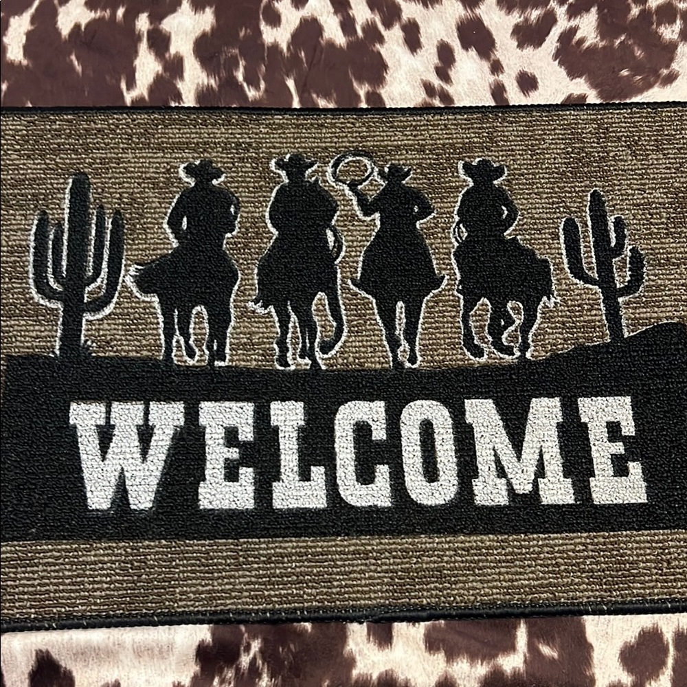 Western Welcome Mat with Cowboy Silhouette